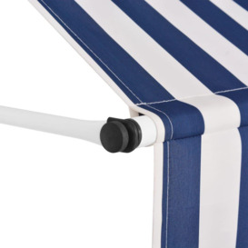 Manual Retractable Awning 150 cm Blue and White Stripes - thumbnail 3