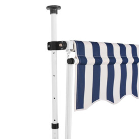 Manual Retractable Awning 150 cm Blue and White Stripes - thumbnail 2