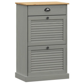 Shoe Cabinet VIGO 60x35x96 cm Grey Solid Wood Pine - thumbnail 2