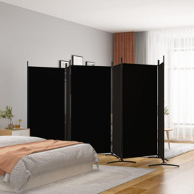 6-Panel Room Divider Black 520x180 cm Fabric - thumbnail 1