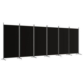 6-Panel Room Divider Black 520x180 cm Fabric - thumbnail 2