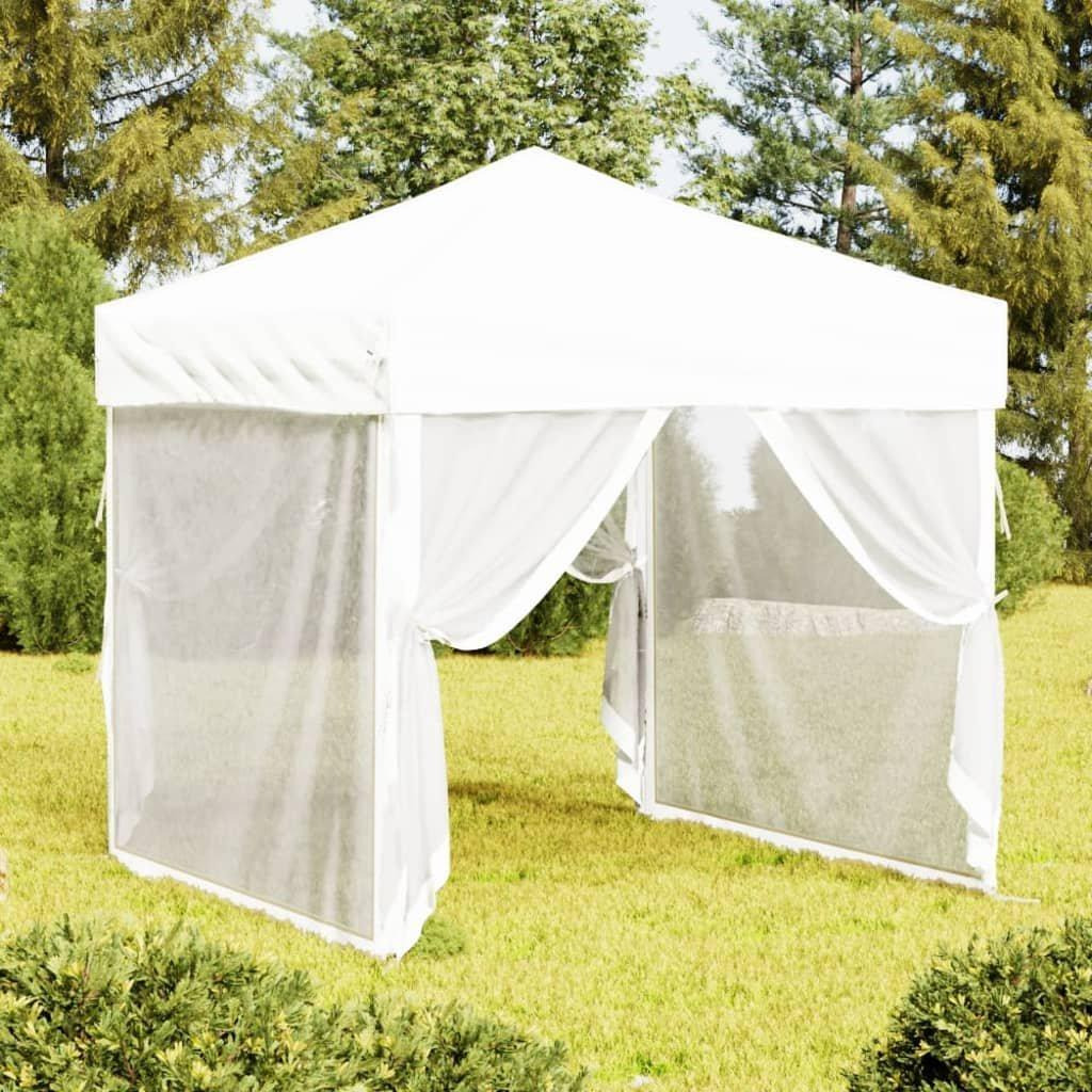 Folding Party Tent with Sidewalls White 2x2 m - image 1