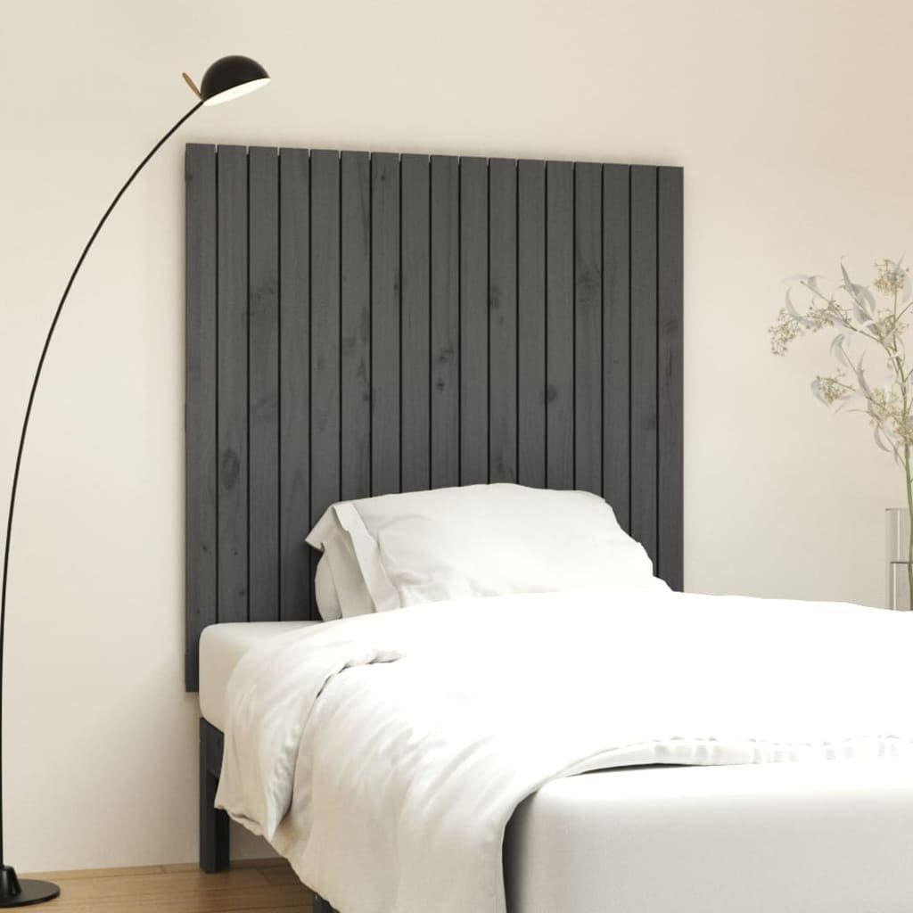 Wall Headboard Grey 108x3x110 cm Solid Wood Pine - image 1