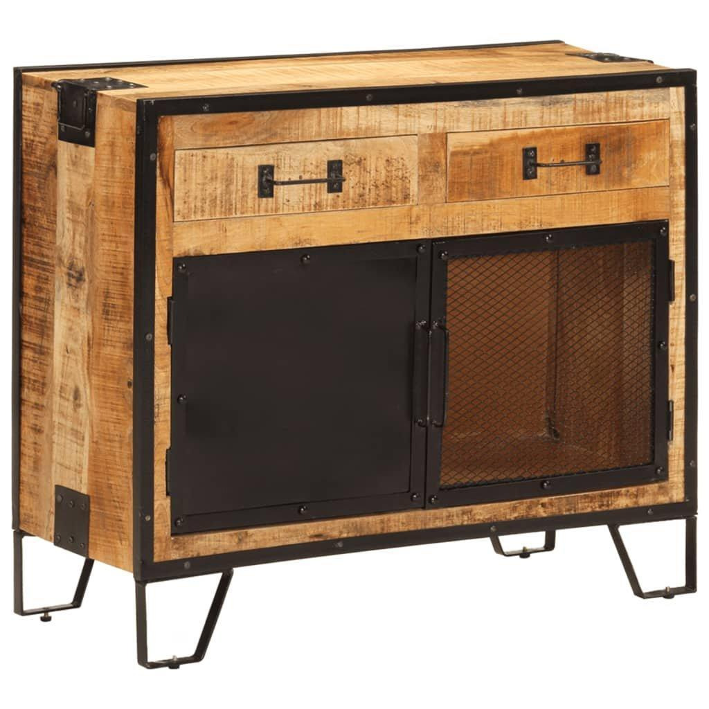 Sideboard 80x31x66 cm Solid Rough Wood Mango and Metal - image 1