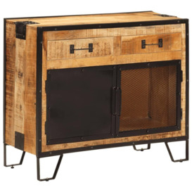 Sideboard 80x31x66 cm Solid Rough Wood Mango and Metal - thumbnail 1
