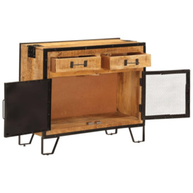Sideboard 80x31x66 cm Solid Rough Wood Mango and Metal - thumbnail 2