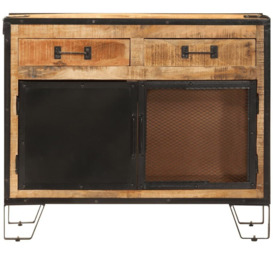 Sideboard 80x31x66 cm Solid Rough Wood Mango and Metal - thumbnail 3