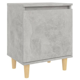 Bed Cabinet with Solid Wood Legs Concrete Grey 40x30x50 cm - thumbnail 2