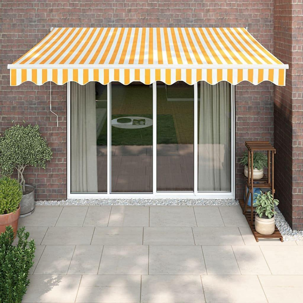 Retractable Awning Yellow and White 3.5x2.5 m Fabric and Aluminium - image 1