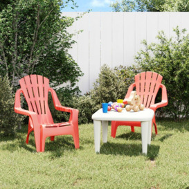 Garden Chairs 2 pcs for Children Red 37x34x44 cm PP Wooden Look - thumbnail 1