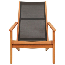 Garden Lounge Chair Black Solid Eucalyptus Wood and Textilene - thumbnail 3