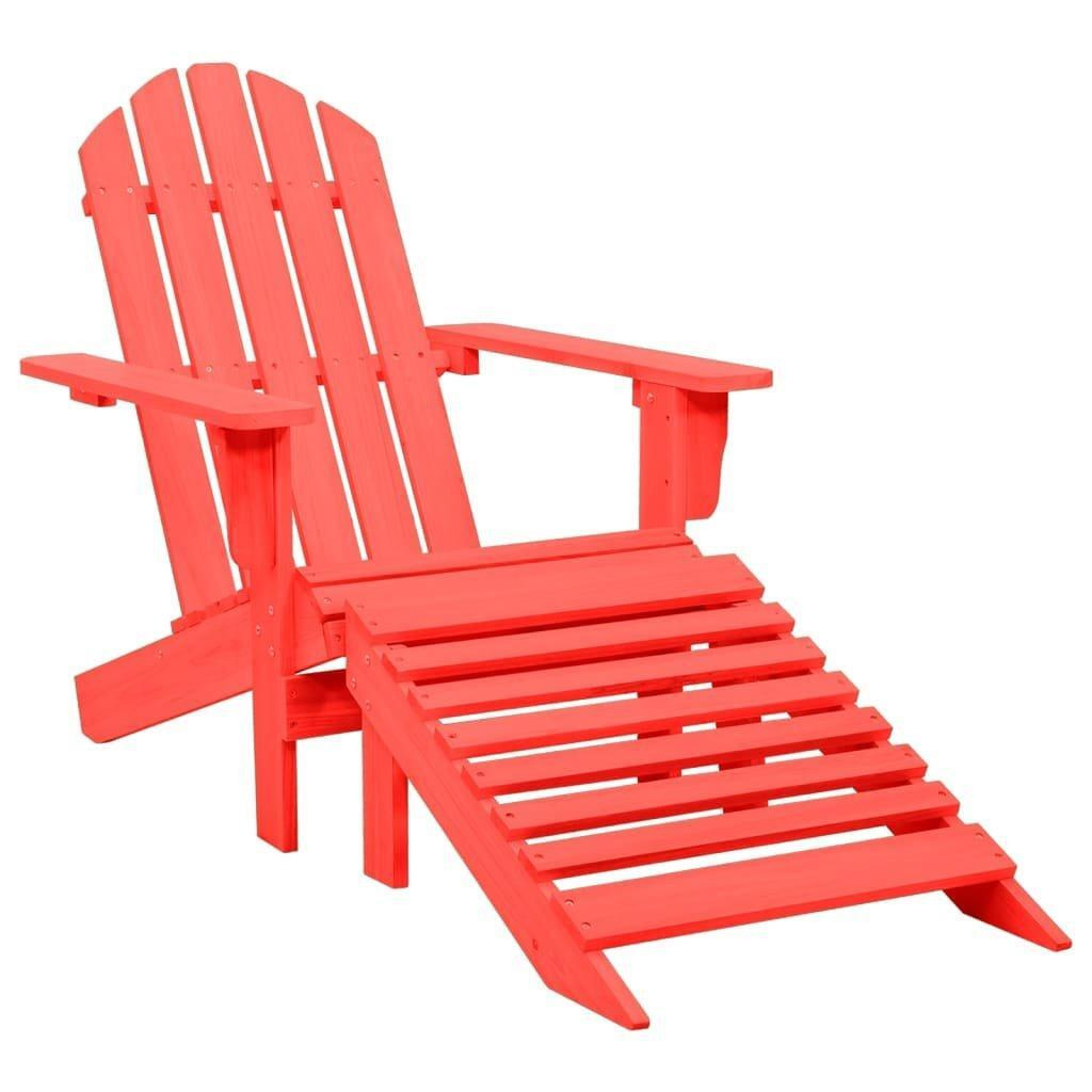 Garden Adirondack Chair with Ottoman Solid Fir Wood Red - image 1
