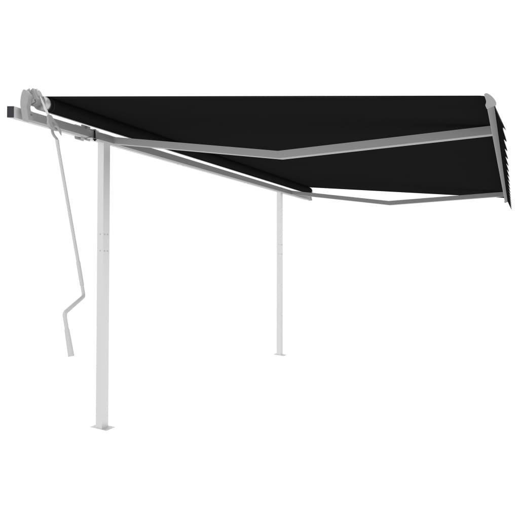 Manual Retractable Awning with Posts 4x3.5 m Anthracite - image 1