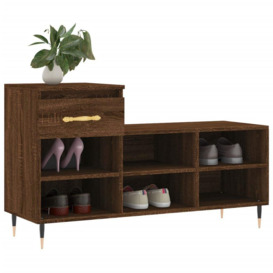 Shoe Cabinet Brown Oak 102x36x60 cm Engineered Wood - thumbnail 3