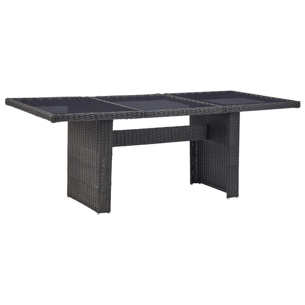 Garden Dining Table Black 200x100x74 cm Glass and Poly Rattan - image 1