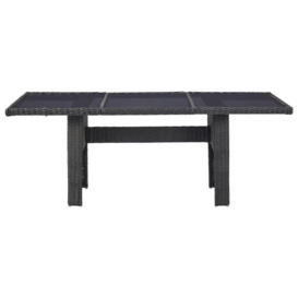 Garden Dining Table Black 200x100x74 cm Glass and Poly Rattan - thumbnail 3