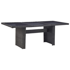 Garden Dining Table Black 200x100x74 cm Glass and Poly Rattan - thumbnail 1