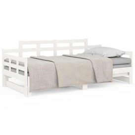 Pull-out Day Bed White Solid Wood Pine 2x(90x190) cm - thumbnail 2