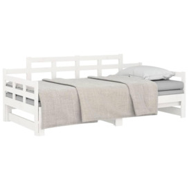 Pull-out Day Bed White Solid Wood Pine 2x(90x190) cm - thumbnail 3