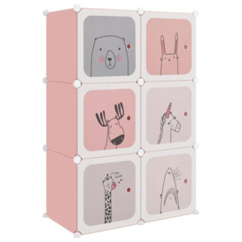 Cube Storage Cabinet for Kids with 6 Cubes Pink PP - thumbnail 2