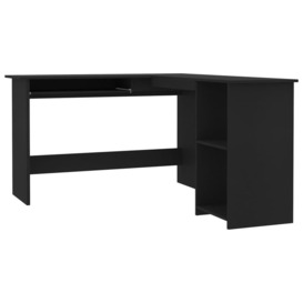 L-Shaped Corner Desk Black 120x140x75 cm Engineered Wood - thumbnail 2