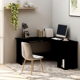 L-Shaped Corner Desk Black 120x140x75 cm Engineered Wood - thumbnail 1
