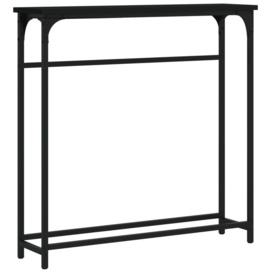 Console Table Black 75x19.5x75 cm Engineered Wood - thumbnail 2