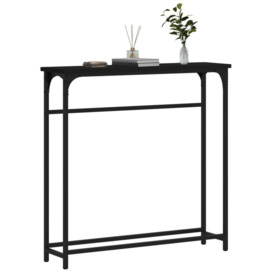 Console Table Black 75x19.5x75 cm Engineered Wood - thumbnail 3