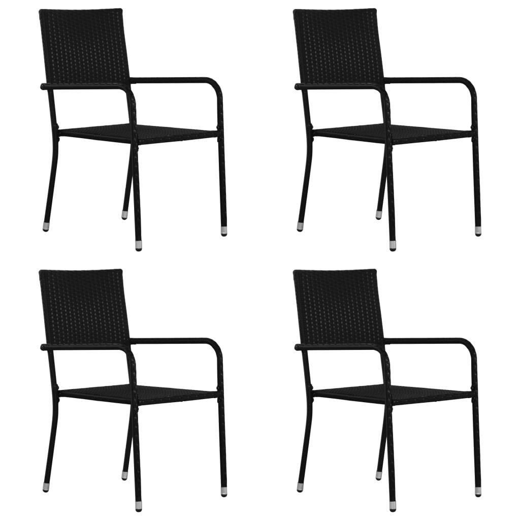 Outdoor Dining Chairs 4 pcs Poly Rattan Black - image 1