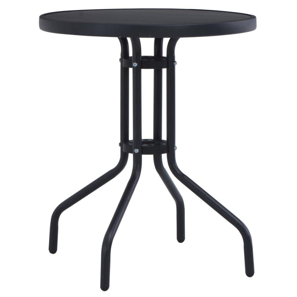 Garden Table Black 60 cm Steel and Glass - image 1