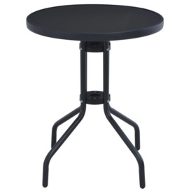 Garden Table Black 60 cm Steel and Glass - thumbnail 2