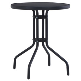 Garden Table Black 60 cm Steel and Glass - thumbnail 1