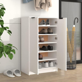 Shoe Cabinet White 59x35x100 cm Engineered Wood - thumbnail 3
