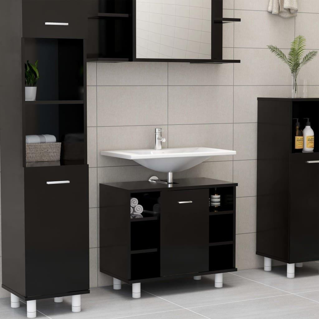 Bathroom Cabinet Black 60x32x53.5 cm Engineered Wood - image 1
