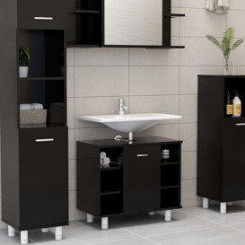 Bathroom Cabinet Black 60x32x53.5 cm Engineered Wood - thumbnail 1