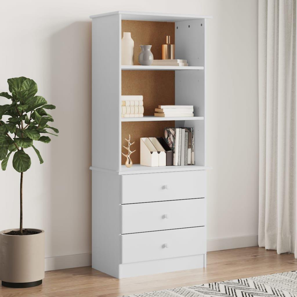 Bookcase with Drawers ALTA White 60x35x142 cm Solid Wood Pine - image 1