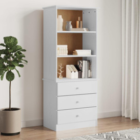 Bookcase with Drawers ALTA White 60x35x142 cm Solid Wood Pine
