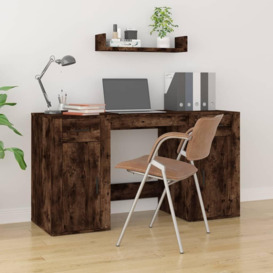Desk with Cabinet Smoked Oak Engineered Wood - thumbnail 1