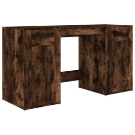 Desk with Cabinet Smoked Oak Engineered Wood - thumbnail 2
