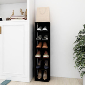 Shoe Cabinet Black 27.5x27x102 cm Engineered Wood - thumbnail 1