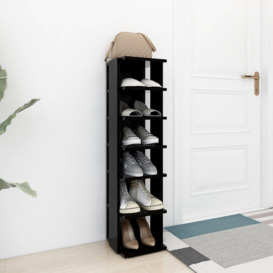 Shoe Cabinet Black 27.5x27x102 cm Engineered Wood - thumbnail 3