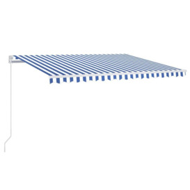 Manual Retractable Awning with LED 400x350 cm Blue and White - thumbnail 2