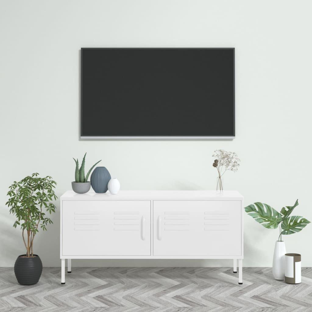 TV Cabinet White 105x35x50 cm Steel - image 1