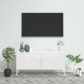 TV Cabinet White 105x35x50 cm Steel - thumbnail 1