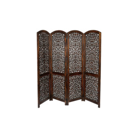 4 Panel Carved Wooden Room Divider Screen Kashmeri Design 177 x 183 cm - thumbnail 3