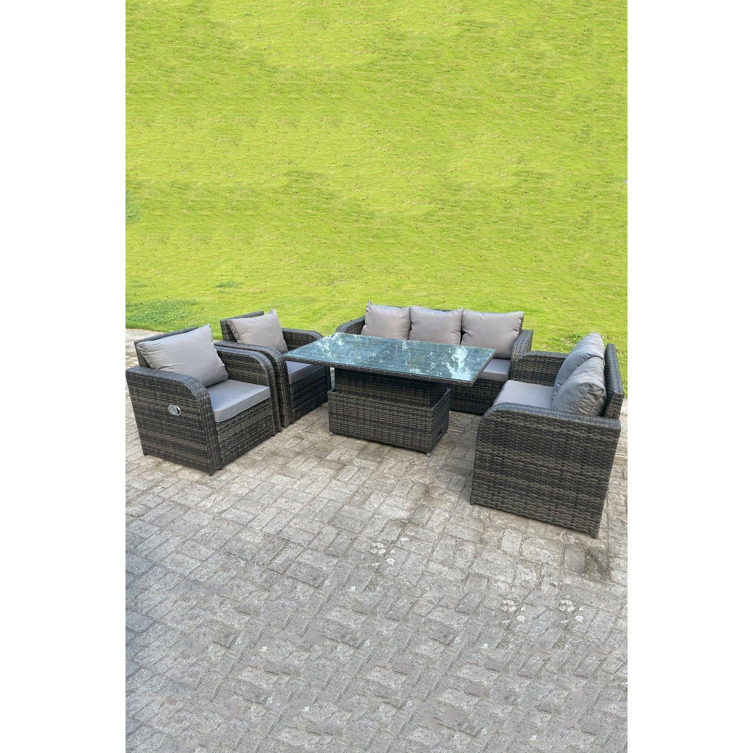 Rattan Outdoor Lifting Adjustable Dining Coffee Table Sets Love Sofa 3 Seater Sofa Reclining Chairs - image 1