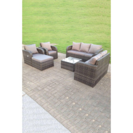 Rattan Garden Furniture Set Lounge Sofa Reclining Chair Love Sofa Footstool - thumbnail 2