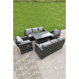 Outdoor Rattan  Sofa Set Lounge Dining Table Height Adjustable Lifting Table Reclining Chairs - thumbnail 2