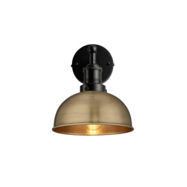 Brooklyn Dome Wall Light, 8 Inch, Brass, Black Holder