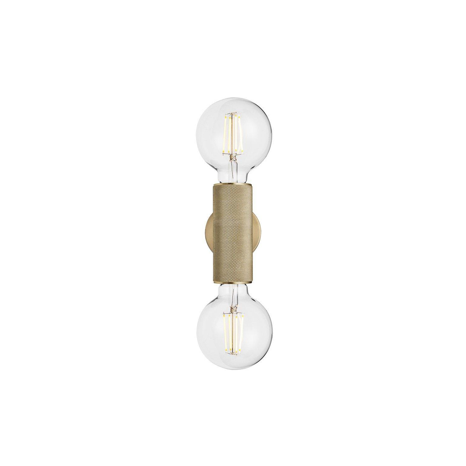 Knurled Edison Double Wall Light, Brass - image 1